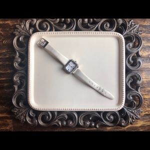 BCBGMaxAzria Rhinestone & White Strap Watch (EUC)